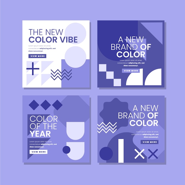 Free vector flat  design very peri instagram post collection