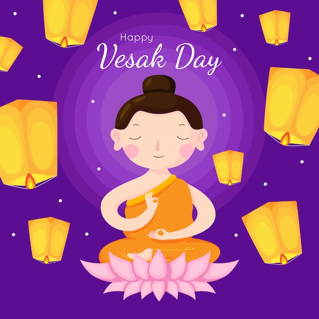 Vettore gratuito design piatto per la celebrazione del vesak