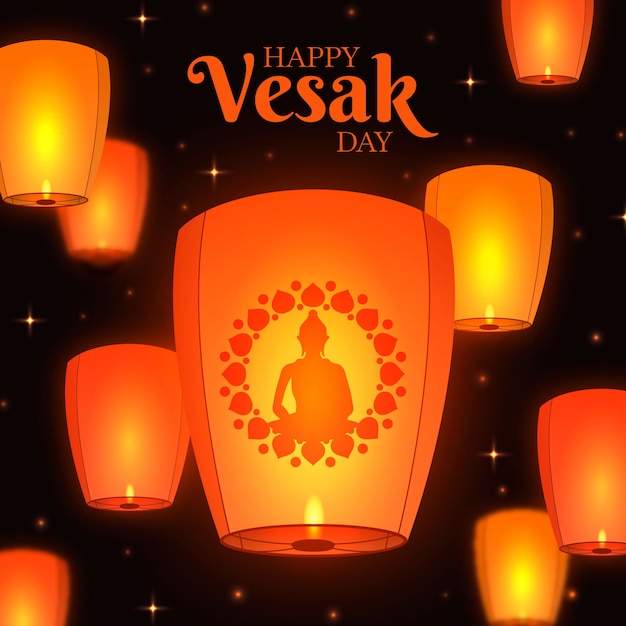 Flat design vesak concept with candles