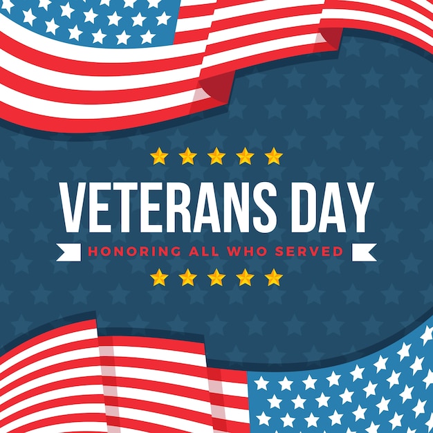 Free vector flat design veterans day background