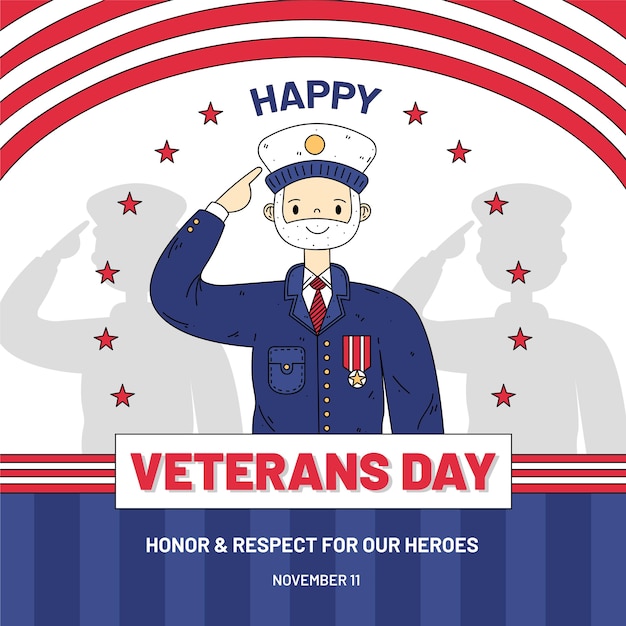 Бесплатное векторное изображение Плоский дизайн концепции дня ветеранов