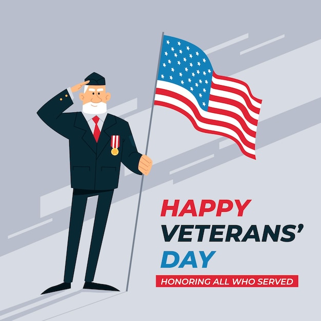 Flat design veterans day concept