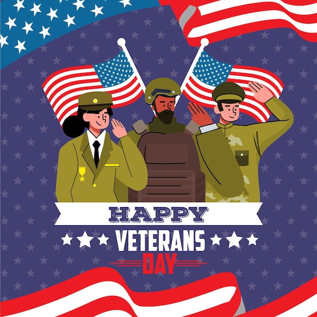 Flat design veterans day concept