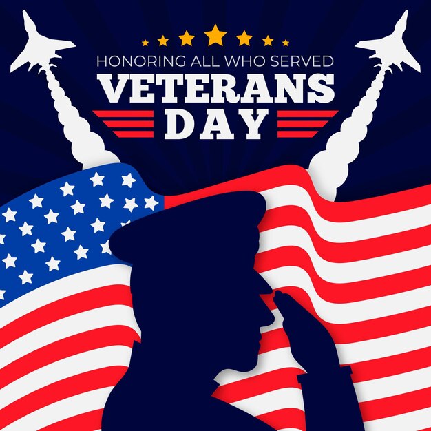 Flat design veterans day concept