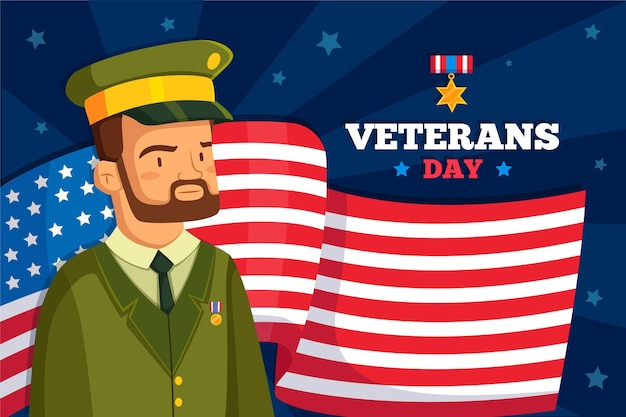 Free vector flat design veterans day concept