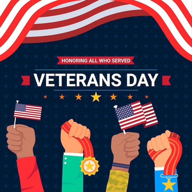 Free vector flat design veterans day concept