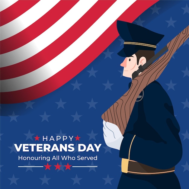 Flat design veterans day