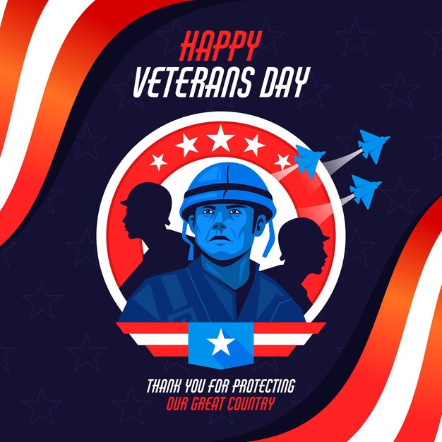 Flat design veterans day