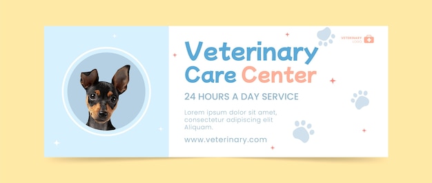 Flat design veterinary center facebook cover