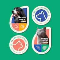 Free vector flat design veterinary center labels template