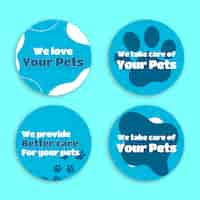 Free vector flat design veterinary clinic labels