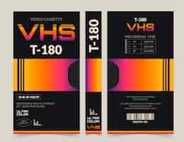 Vettore gratuito modello di copertina vhs design piatto