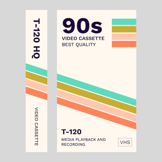 Free vector flat design  vhs cover template