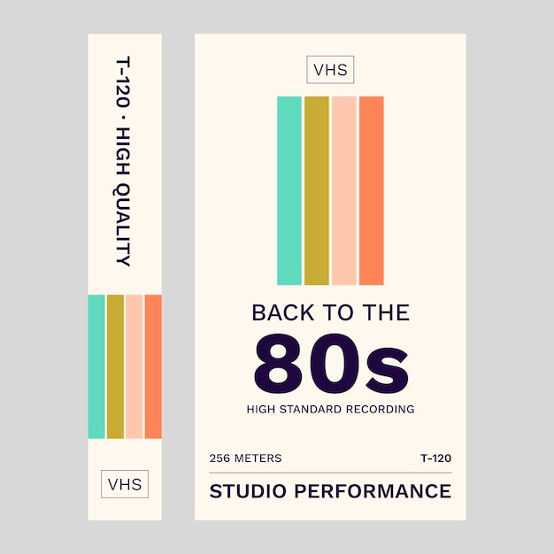 Free vector flat design  vhs cover template