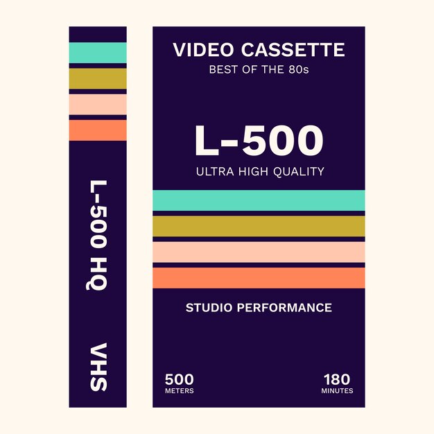 Flat design  vhs cover template