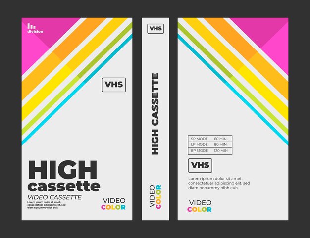 Бесплатное векторное изображение Шаблон обложки vhs с плоским дизайном