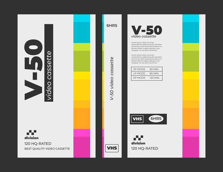 무료 Vector 평면 디자인 vhs 표지 템플릿