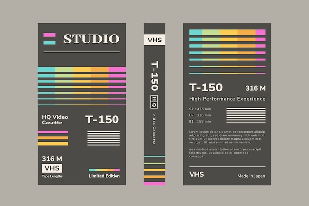 Modello di copertina vhs design piatto