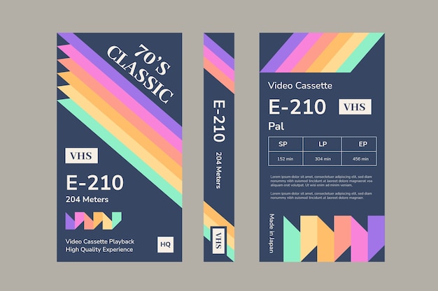 Free vector flat design vhs cover template