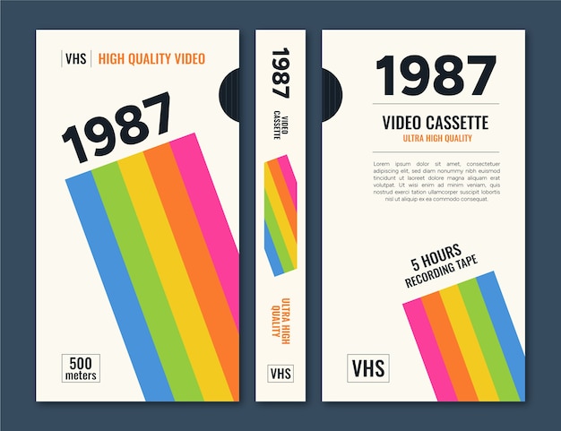 Free vector flat design vhs cover template