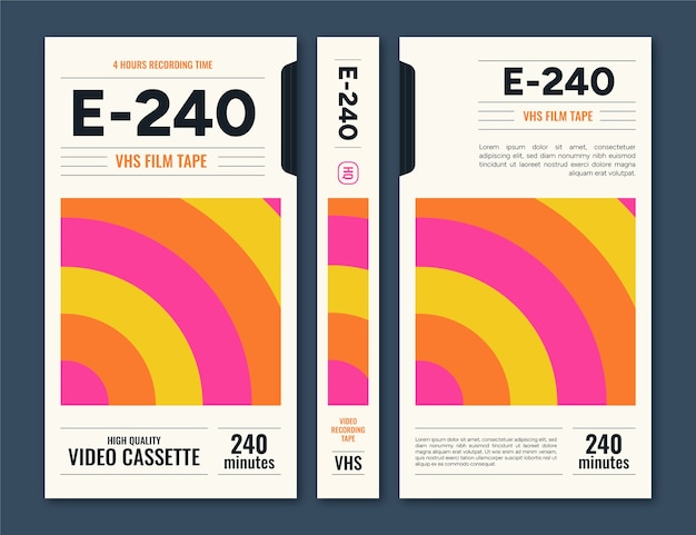 Free vector flat design vhs cover template