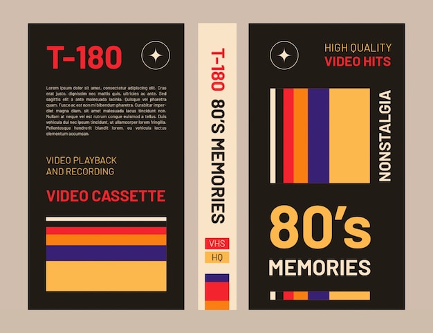 Free vector flat design vhs cover template