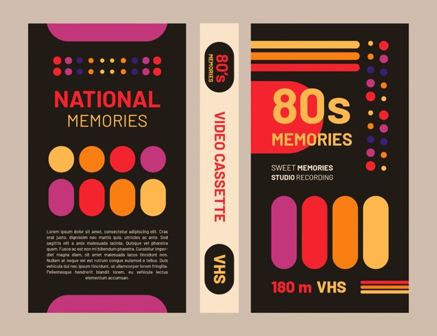 Flat design vhs cover template