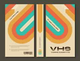 Бесплатное векторное изображение Шаблон обложки vhs с плоским дизайном