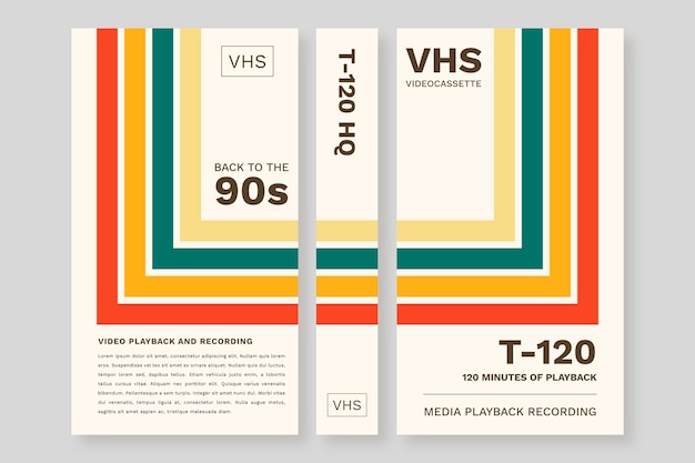 無料ベクター フラットなデザインの vhs カバー テンプレート