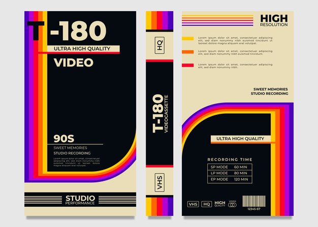 Flat design vhs cover template