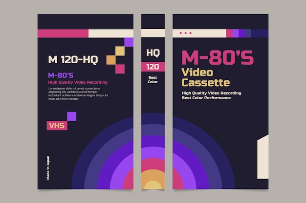 Free vector flat design vhs cover template