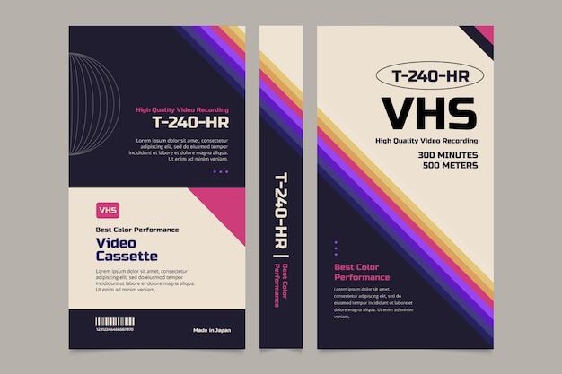 Free vector flat design vhs cover template