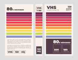 Бесплатное векторное изображение Шаблон обложки vhs с плоским дизайном