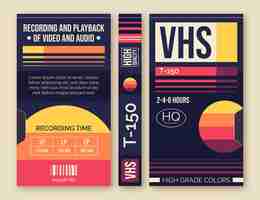 무료 벡터 평면 디자인 vhs 표지 템플릿