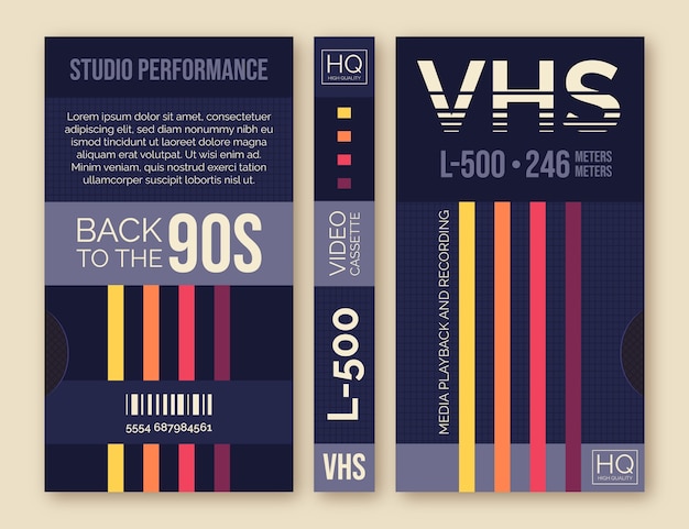 フラットなデザインの vhs カバー テンプレート