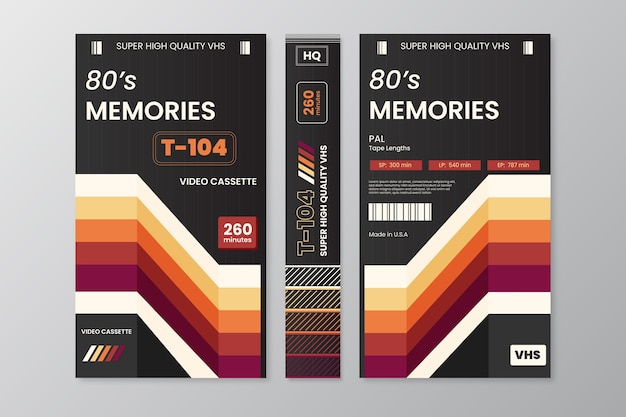 Free vector flat design vhs cover template