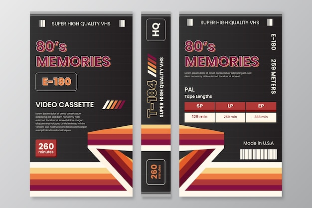Flat design vhs cover template