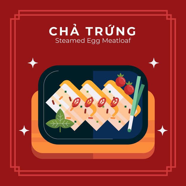 Illustrazione di cibo vietnamita design piatto