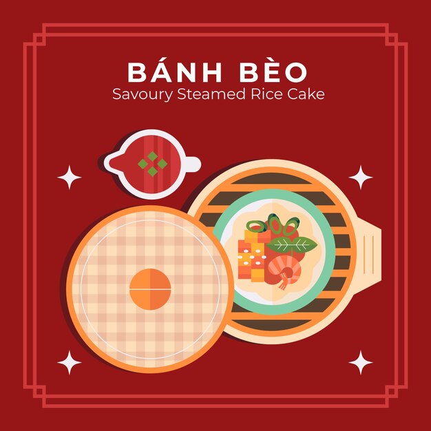 Flat design vietnamese food illustration