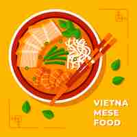 Vettore gratuito cibo vietnamita design piatto