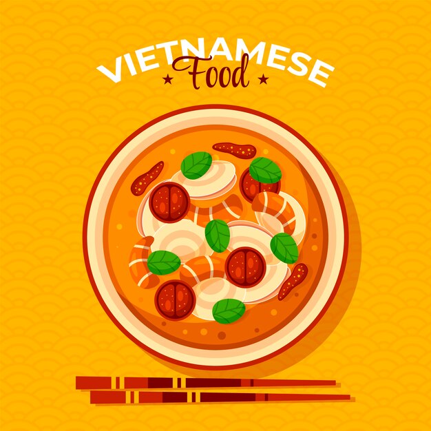 Flat design vietnamese food