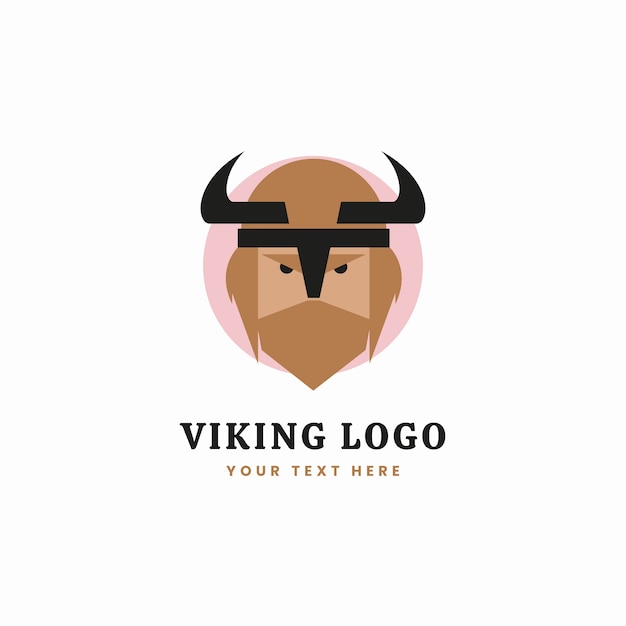 Modello di logo vichingo dal design piatto