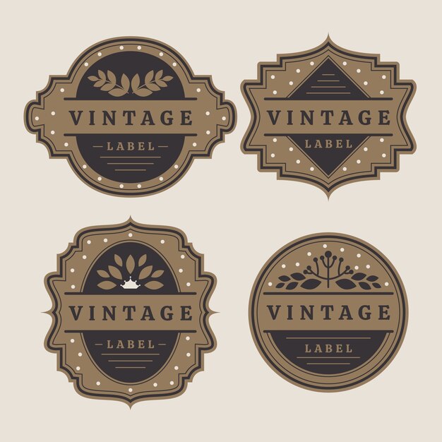 Flat design vintage label collection