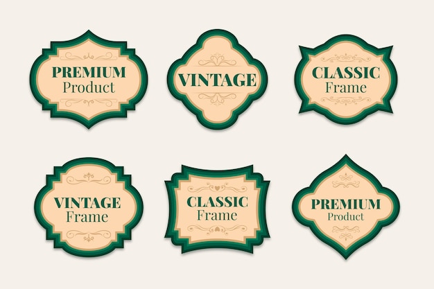 Vettore gratuito collezione di etichette vintage design piatto
