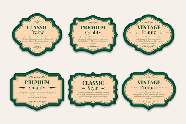 Vettore gratuito collezione di etichette vintage design piatto