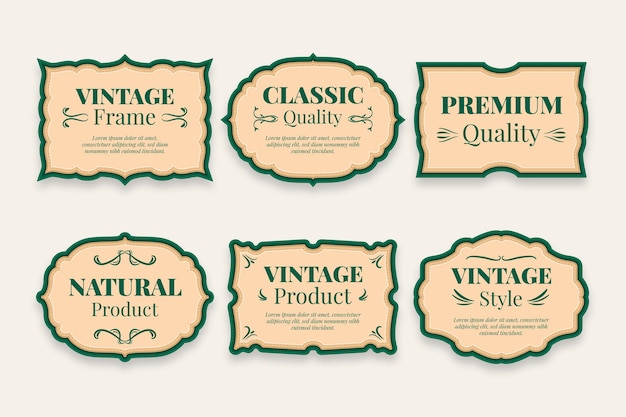 Vettore gratuito collezione di etichette vintage design piatto