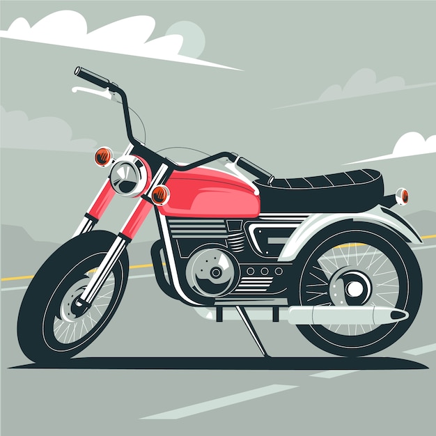 Flat design vintage motorcycle illustration