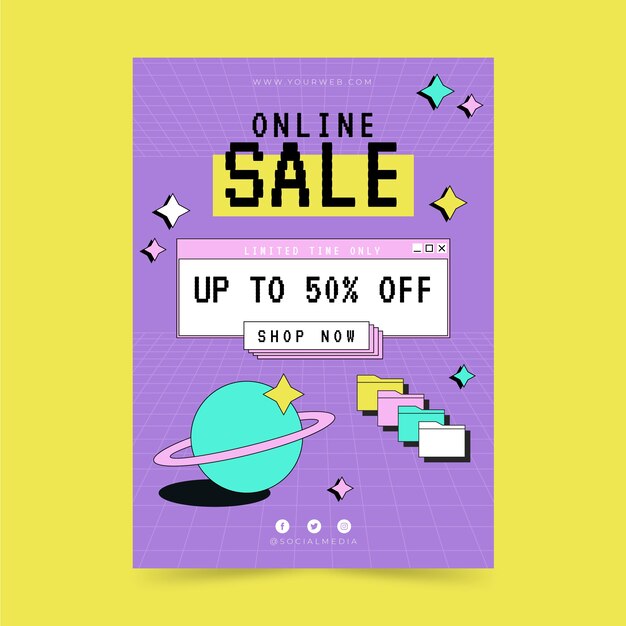 Flat design vintage sale poster