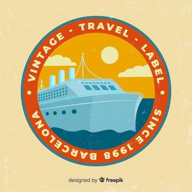 Flat design vintage travel label