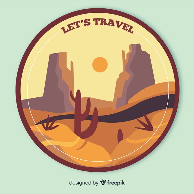 Flat design vintage travel label